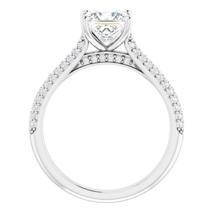Princess White Gold Pave Lab Diamond Engagement Ring 