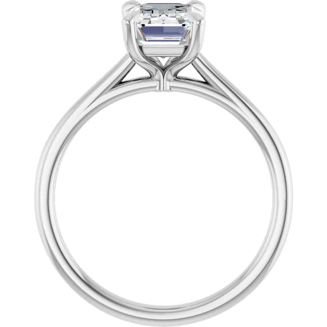 Emerald White Gold Four Claw Solitaire Lab Diamond Engagement Ring 
