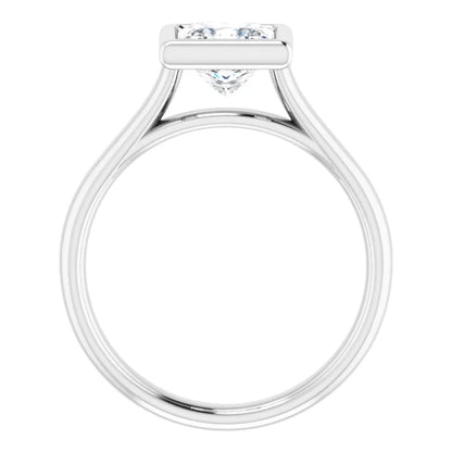 Princess White Gold Solitaire Bezel Lab Diamond Engagement Ring