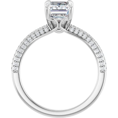 Emerald White Gold Pave Lab Diamond Engagement Ring 