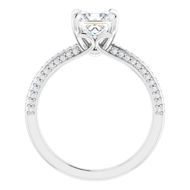 Princess White Gold Pave Lab Diamond Engagement Ring 