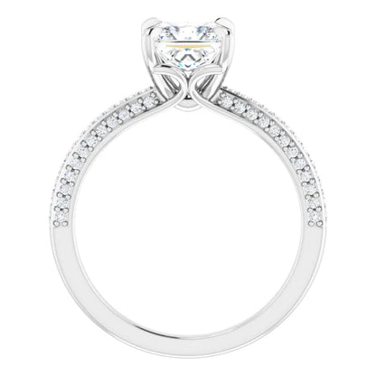 Princess White Gold Pave Lab Diamond Engagement Ring 