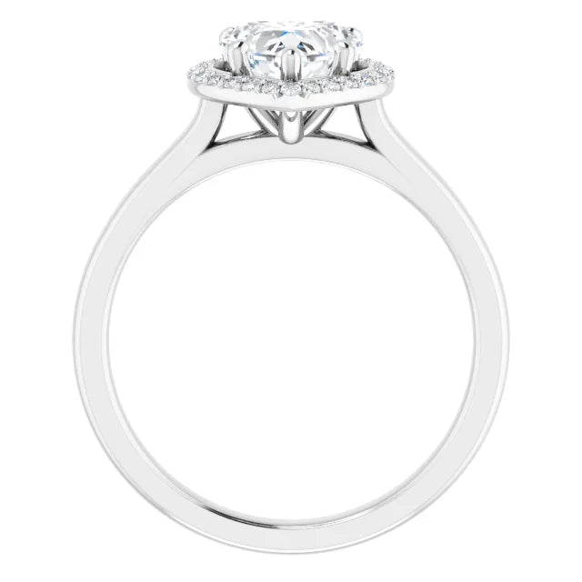 Heart Halo Solitaire Lab Diamond Engagement Ring White Gold. 