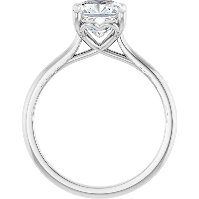 Cushion White Gold Four Claw Solitaire Lab Diamond Engagement Ring 