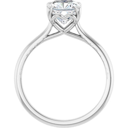 Cushion White Gold Four Claw Solitaire Lab Diamond Engagement Ring 