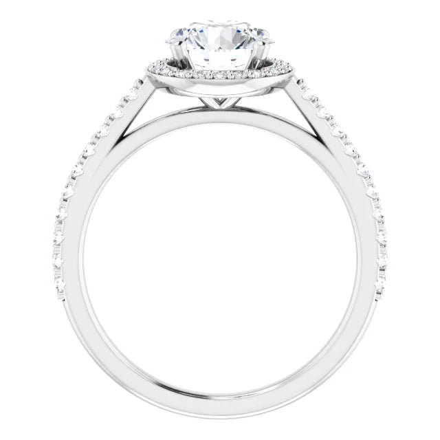 Round Brilliant White Gold Halo Lab Diamond Engagement Ring 