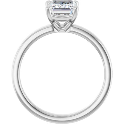 Emerald White Gold Wide Band Solitaire Engagement Ring