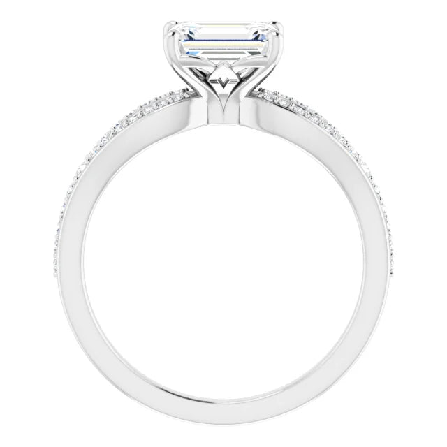 Emerald White Gold East West Style Engagement Ring