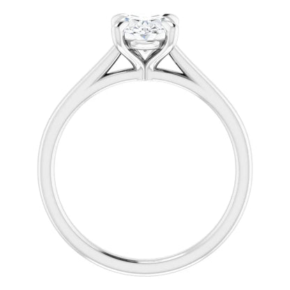 Oval White Gold Four Claw Solitaire Lab Diamond Engagement Ring 