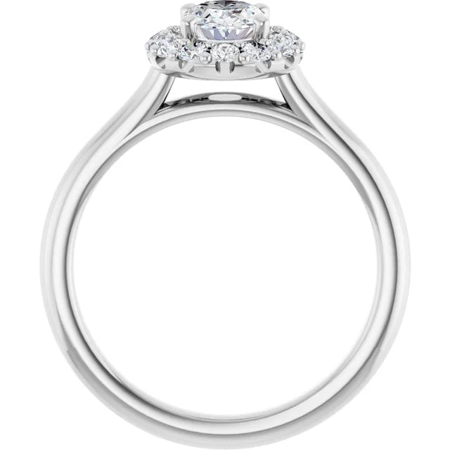 Oval Halo Solitaire White Gold Lab Diamond Engagement Ring 
