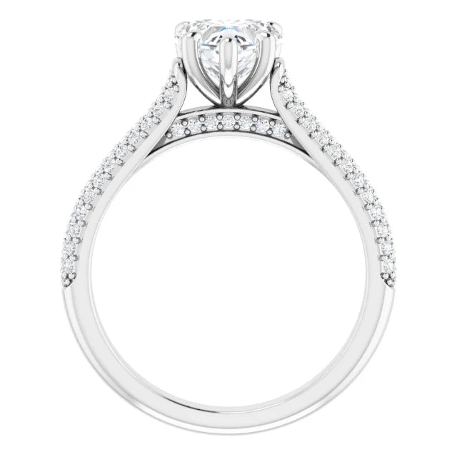 Heart White Gold Pave Lab Diamond Engagement Ring 