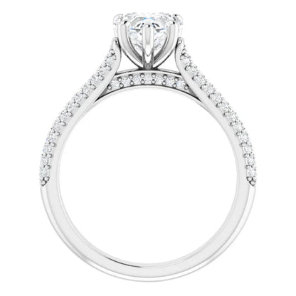 Heart White Gold Pave Lab Diamond Engagement Ring 