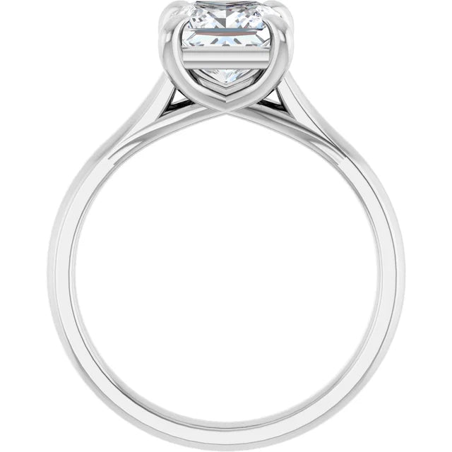 Four Claw Princess White Gold Solitaire Lab Diamond Engagement Ring