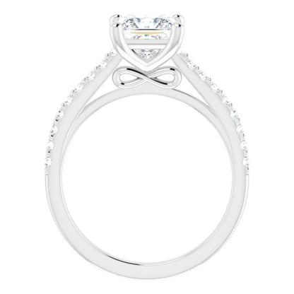 Princess White Gold Pave Style Lab Diamond Engagement Ring 