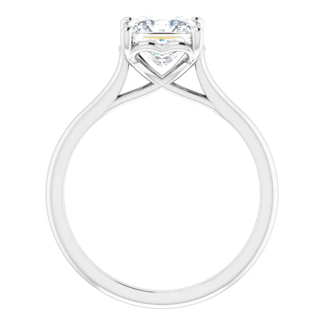 Princess White Gold Four Claw Solitaire Lab Diamond Engagement Ring 