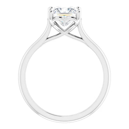 Princess White Gold Four Claw Solitaire Lab Diamond Engagement Ring 