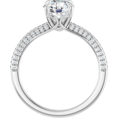 Round Brilliant White Gold Pave Lab Diamond Engagement Ring 