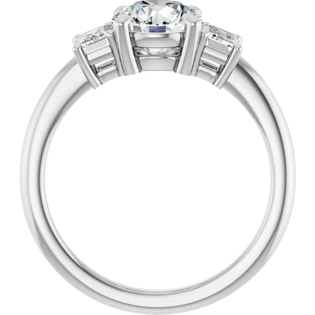 Round Brilliant White Gold Tri Stone Lab Diamond Engagement Ring