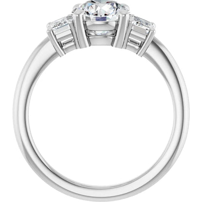 Round Brilliant White Gold Tri Stone Lab Diamond Engagement Ring