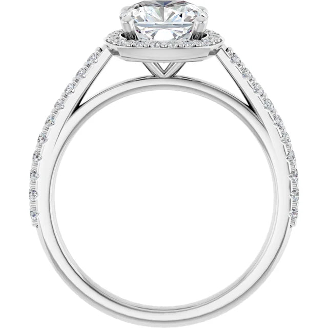 Cushion White Gold Halo Lab Diamond Engagement Ring 