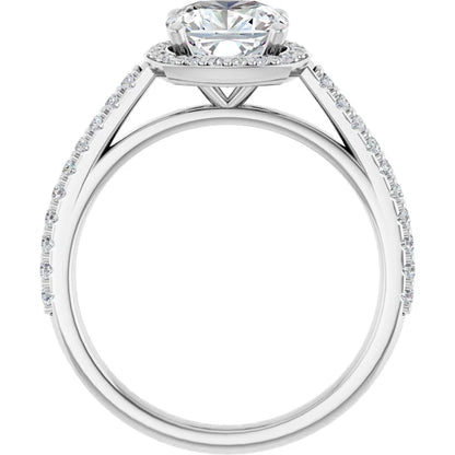 Cushion White Gold Halo Lab Diamond Engagement Ring 