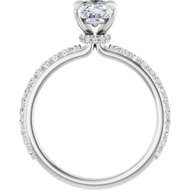 Oval White Gold Claw Set Style Engagement Ring 
