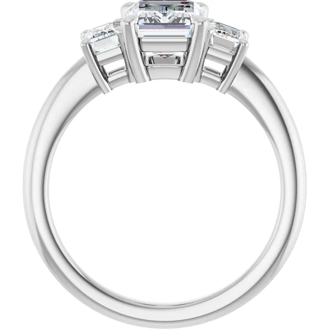 Emerald White Gold Tri Stone Lab Diamond Engagement Ring