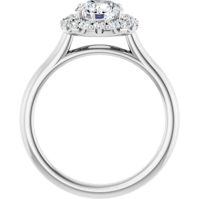 Round Brilliant Halo Solitaire White Gold Lab Diamond Engagement Ring 