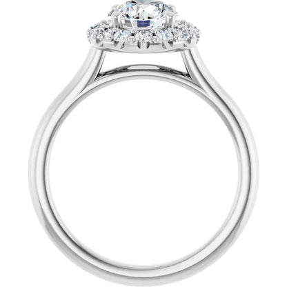 Round Brilliant Halo Solitaire White Gold Lab Diamond Engagement Ring 