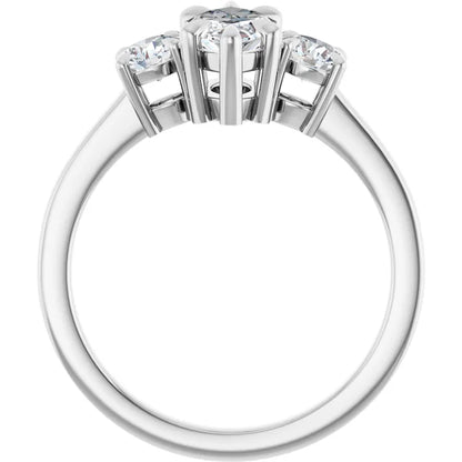 Marquise White Gold Tri Stone Lab Diamond Engagement Ring 