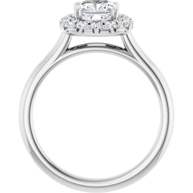Cushion Halo Solitaire White Gold Lab Diamond Engagement Ring 