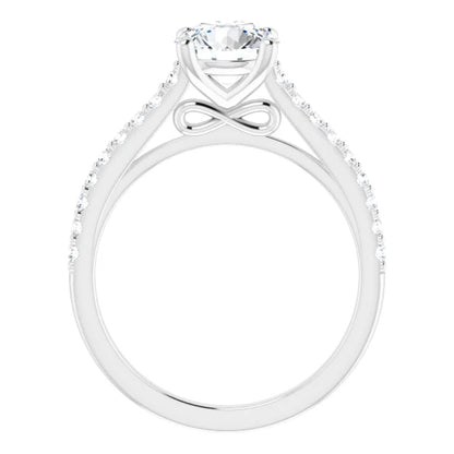 Round Brilliant White Gold Pave Style Lab Diamond Engagement Ring 