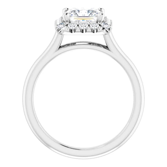 Princess Halo Solitaire White Gold Lab Diamond Engagement Ring 
