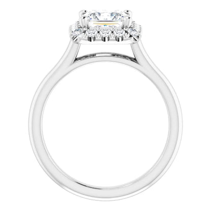 Princess Halo Solitaire White Gold Lab Diamond Engagement Ring 