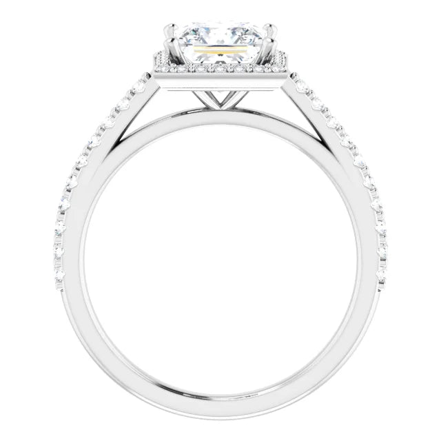 Princess White Gold Halo Lab Diamond Engagement Ring 