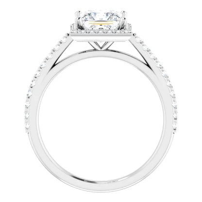 Princess White Gold Halo Lab Diamond Engagement Ring 