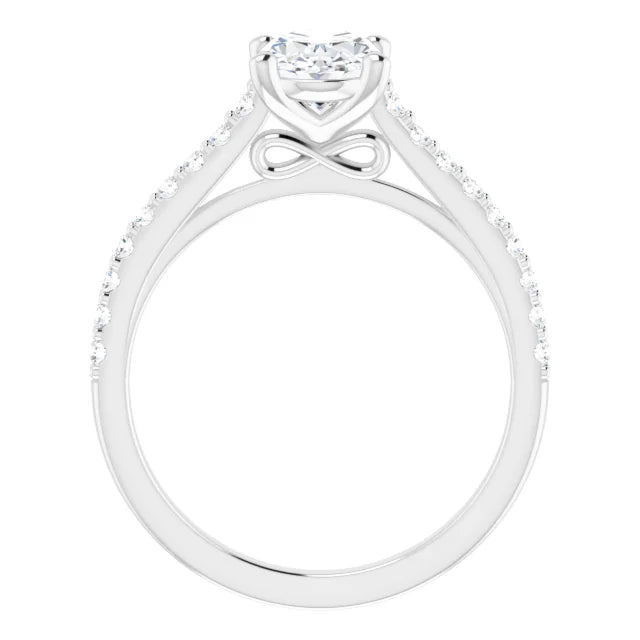 Oval White Gold Pave Style Lab Diamond Engagement Ring 