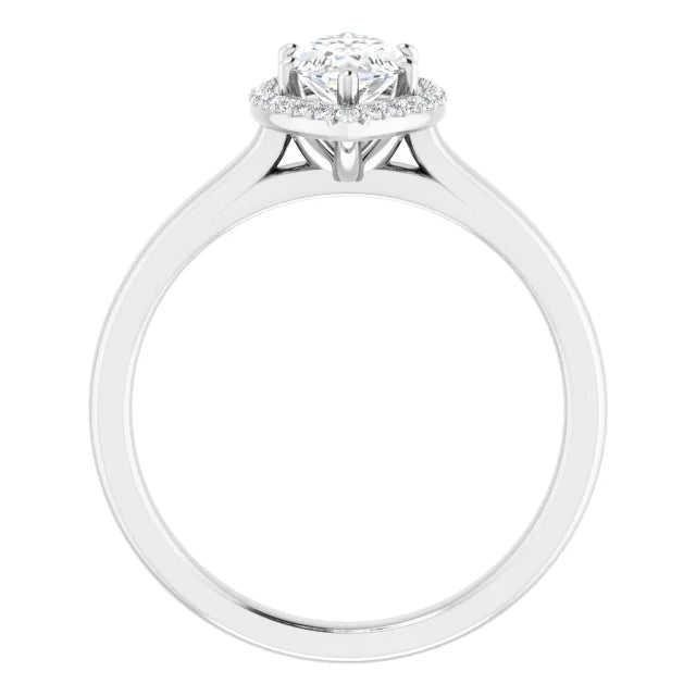 Marquise Halo Solitaire Lab Diamond Engagement Ring White Gold. 