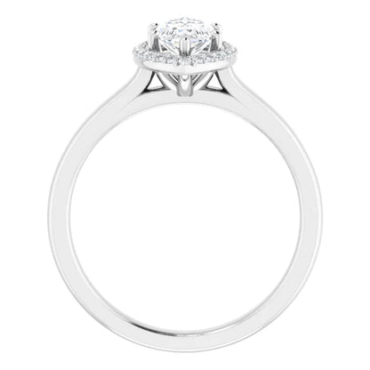 Marquise Halo Solitaire Lab Diamond Engagement Ring White Gold. 