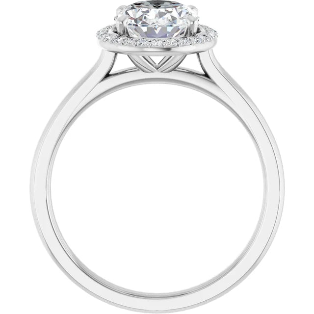 Oval Halo Solitaire Lab Diamond Engagement Ring White Gold. 