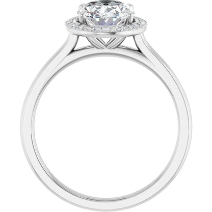 Oval Halo Solitaire Lab Diamond Engagement Ring White Gold. 