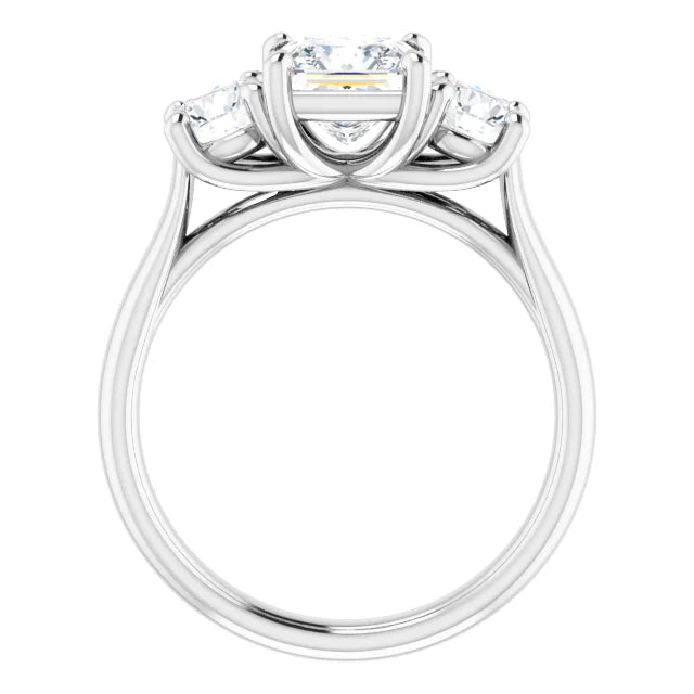 Princess White Gold Tri Stone Lab Diamond Engagement Ring