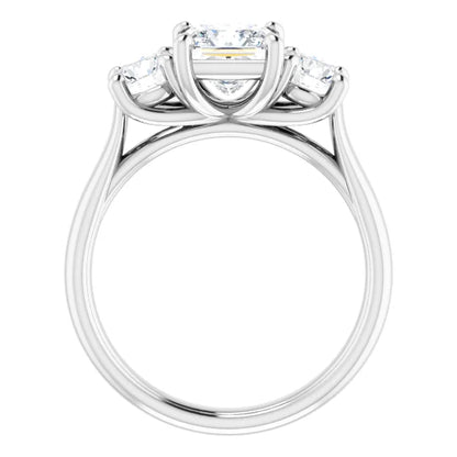 Princess White Gold Tri Stone Lab Diamond Engagement Ring