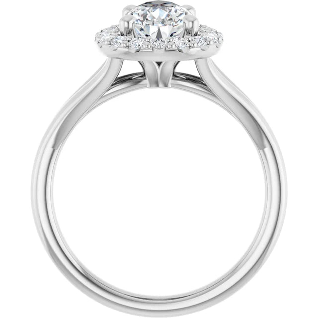 Pear White Gold Halo Solitaire Split Band Lab Diamond Engagement Ring 