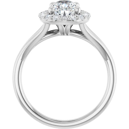 Pear White Gold Halo Solitaire Split Band Lab Diamond Engagement Ring 