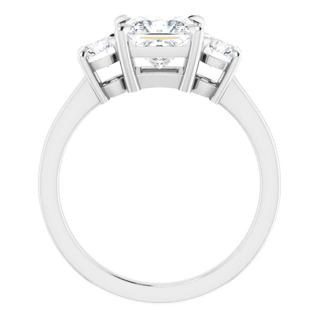 Princess White Gold Tri Stone Lab Diamond Engagement Ring 
