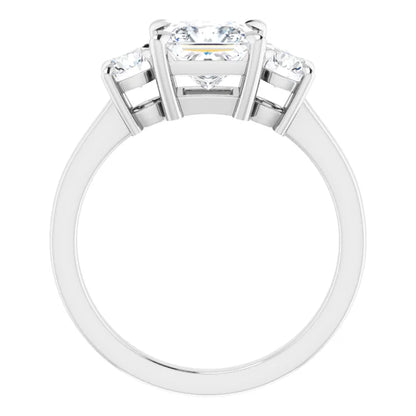 Princess White Gold Tri Stone Lab Diamond Engagement Ring 