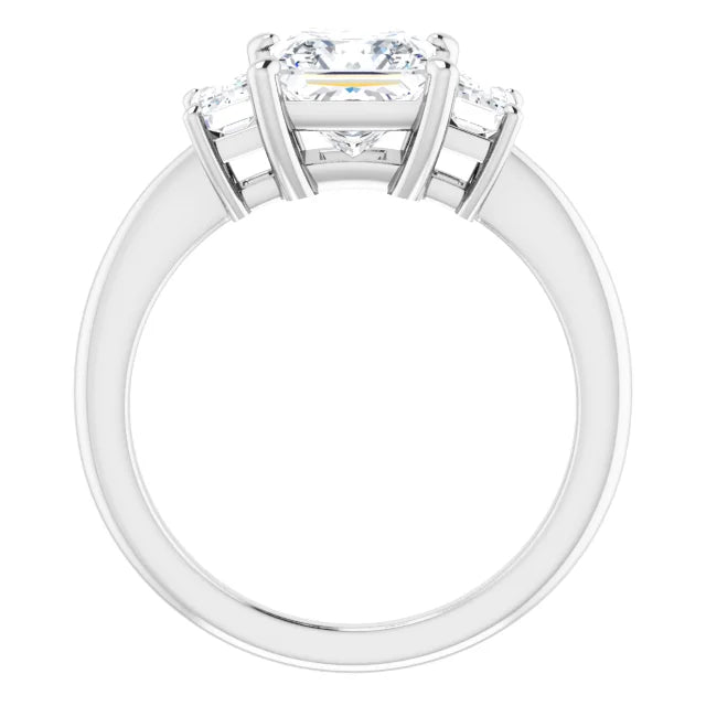 Princess White Gold Tri Stone Lab Diamond Engagement Ring