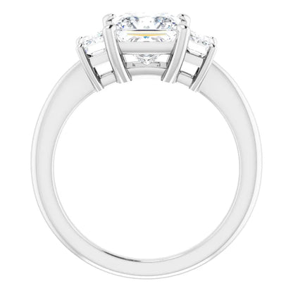 Princess White Gold Tri Stone Lab Diamond Engagement Ring
