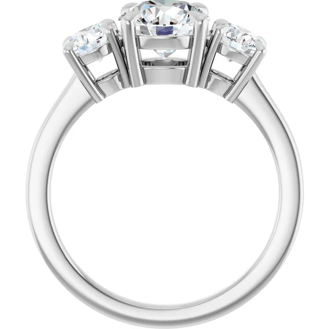 Round Brilliant White Gold Tri Stone Lab Diamond Engagement Ring 